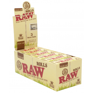 Raw - Organic Hemp - 3 Meter Rolls King Size Wide - 12ct Box